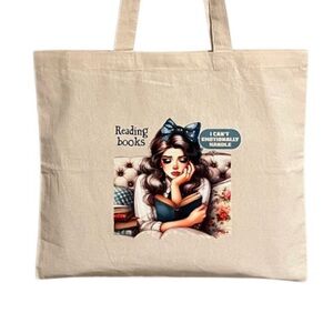 Reading Books I Can’t Emotionally Handle Handcrafted Canvas Tote Bag